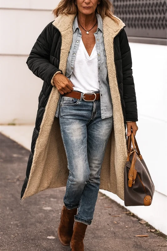 Damen-Daunenjacke mit Kapuze und Reißverschluss – warm, stilvoll für den Alltag und auf Reisen