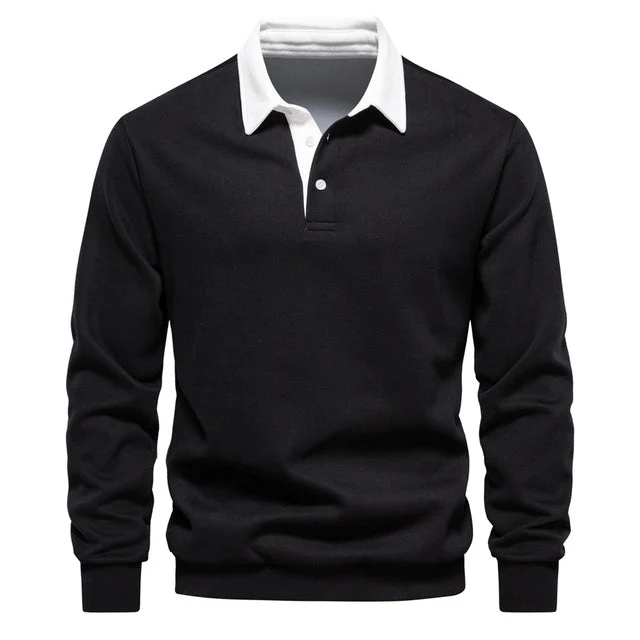 Elegantes Herren-Langarm-Poloshirt – klassischer Kragen für Freizeit und Business