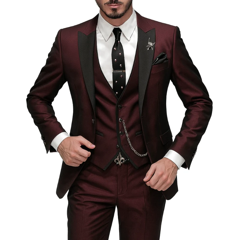 Dreiteiliger Herrenanzug aus Leinen – Blazer, Weste und Hose für Eleganz