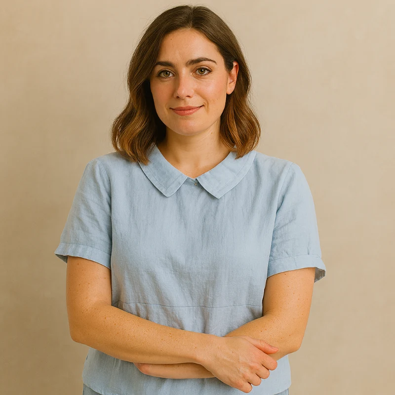 Damen Bluse Kurzarm mit Bubikragen