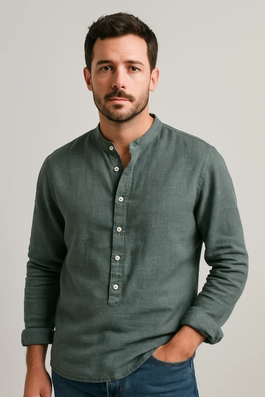 Herren Leinenhemd Langarm für Elegante Anlässe - Klassische Hemden Herren