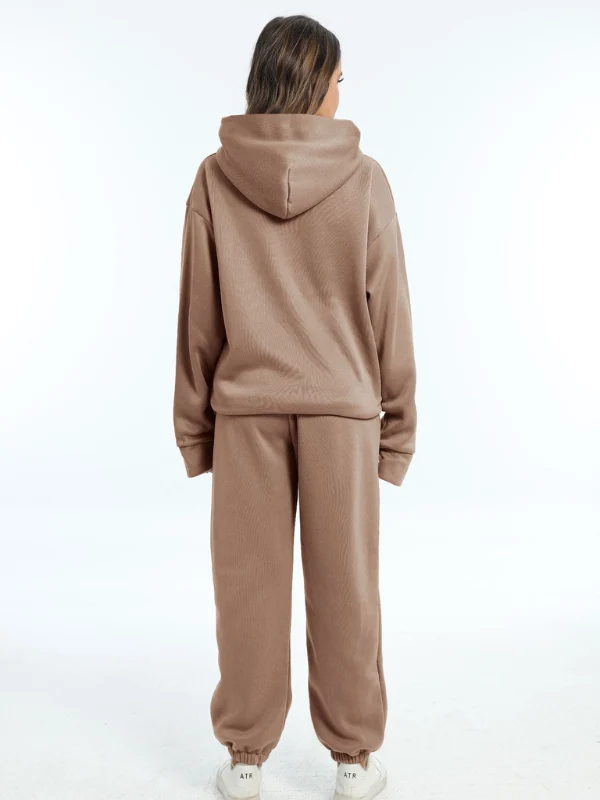 Damen Sportbekleidung Set - Kapuzen-Sweatshirt und Sporthosen für Freizeit und Fitness