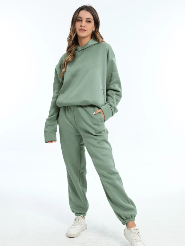 Damen Sportbekleidung Set - Kapuzen-Sweatshirt und Sporthosen für Freizeit und Fitness
