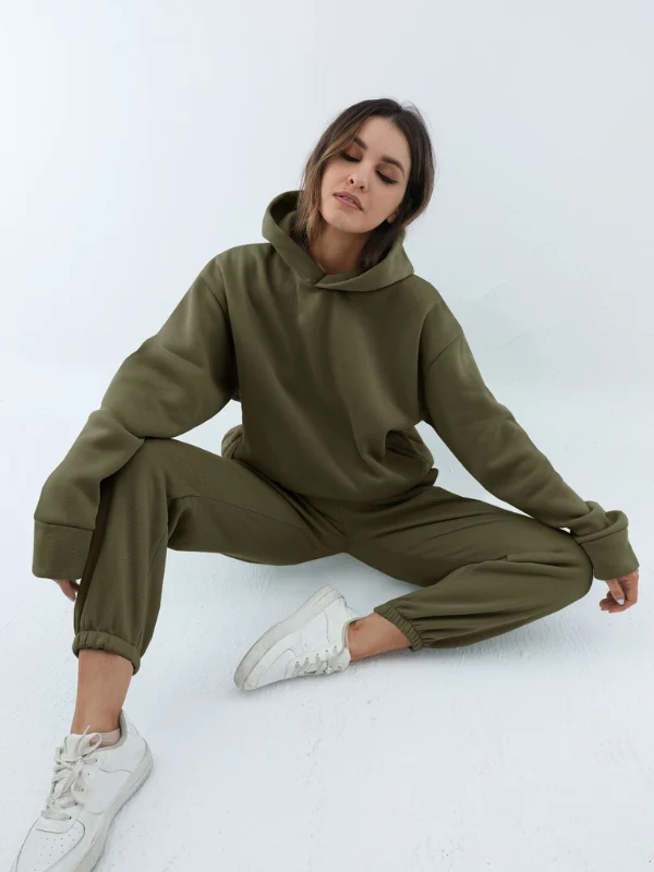 Damen Sportbekleidung Set - Kapuzen-Sweatshirt und Sporthosen für Freizeit und Fitness