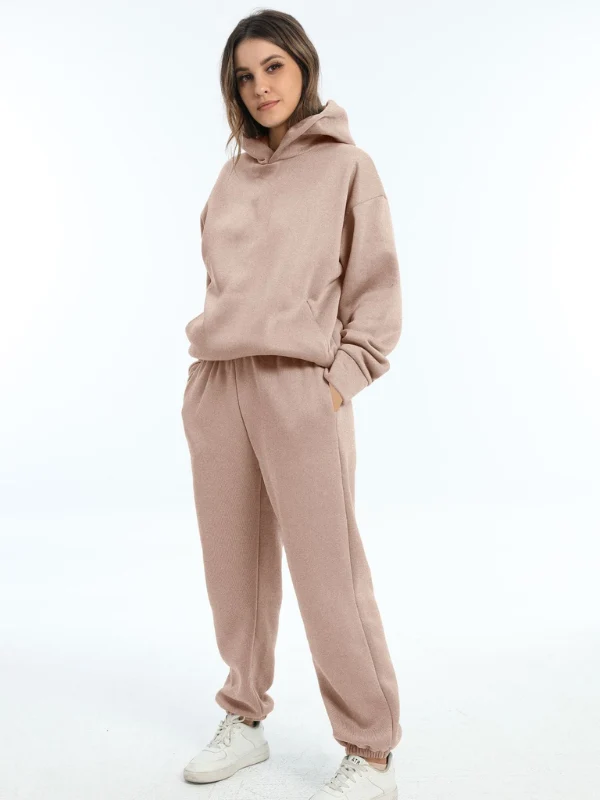 Damen Sportbekleidung Set - Kapuzen-Sweatshirt und Sporthosen für Freizeit und Fitness