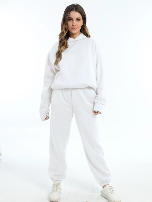Damen Sportbekleidung Set - Kapuzen-Sweatshirt und Sporthosen für Freizeit und Fitness