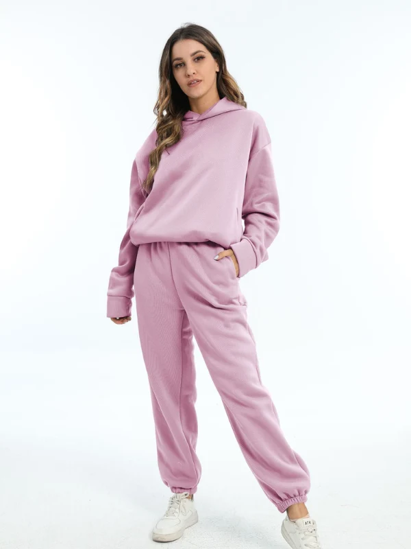 Damen Sportbekleidung Set - Kapuzen-Sweatshirt und Sporthosen für Freizeit und Fitness