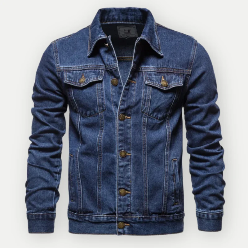 Herren Denim Trucker Jacke mit Langen Ärmeln – Klassischer Stil für Jeden Tag
