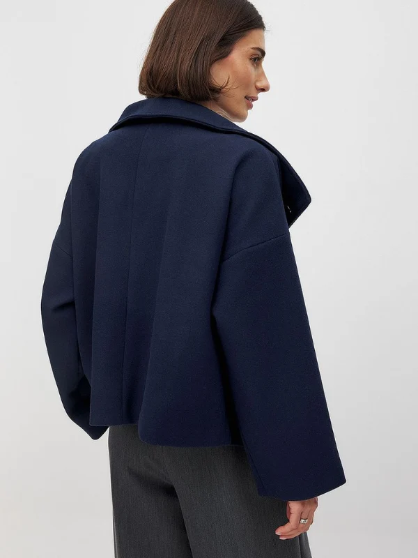 Damenjacke mit Doppelverschluss und Schalkragen für Herbst und Winter