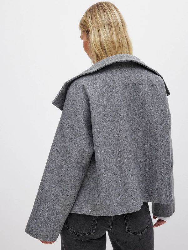 Damenjacke mit Doppelverschluss und Schalkragen für Herbst und Winter