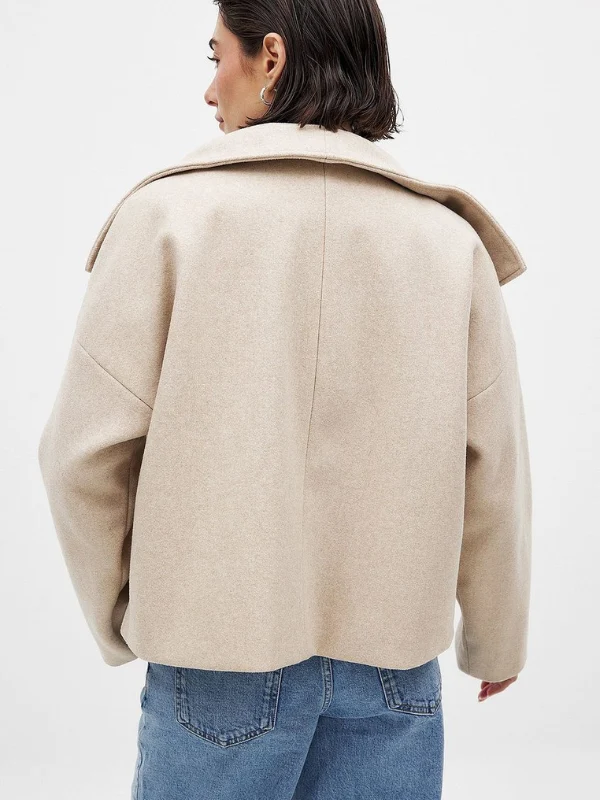 Damenjacke mit Doppelverschluss und Schalkragen für Herbst und Winter