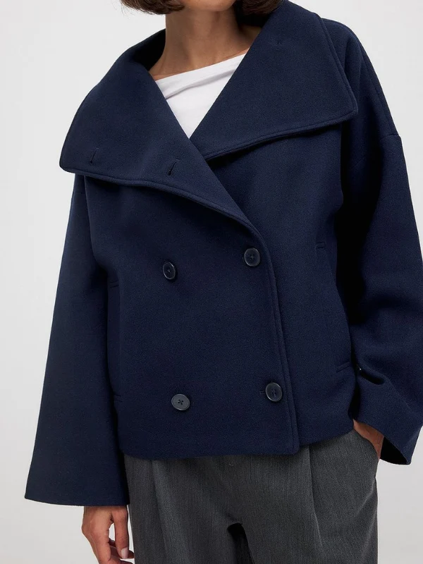 Damenjacke mit Doppelverschluss und Schalkragen für Herbst und Winter