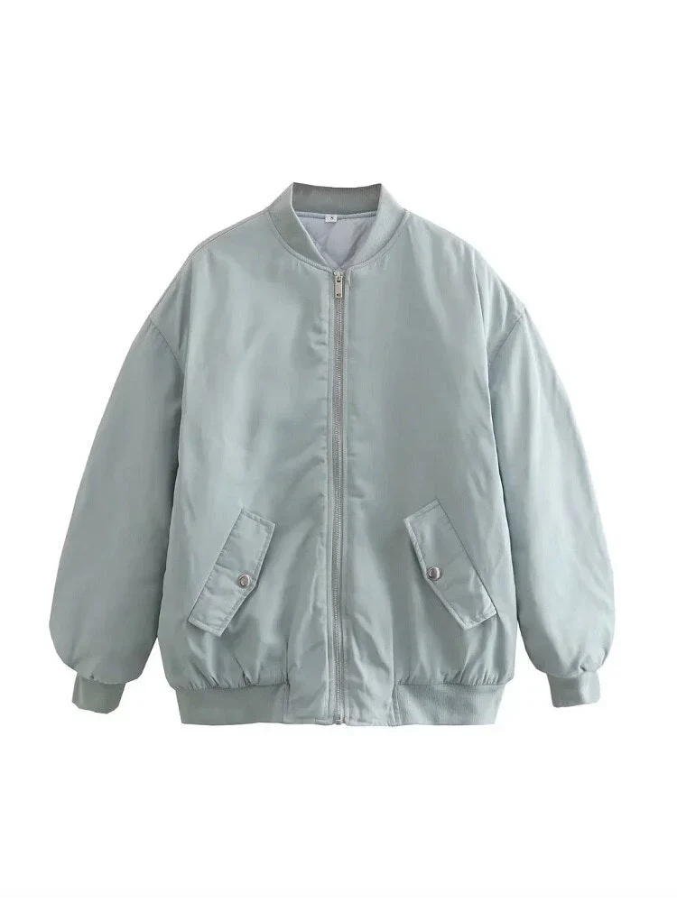 Damen Oversize Bomberjacke mit Reißverschluss