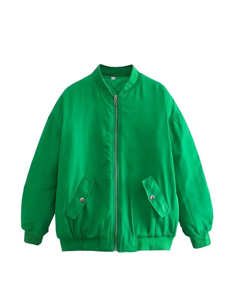 Damen Oversize Bomberjacke mit Reißverschluss