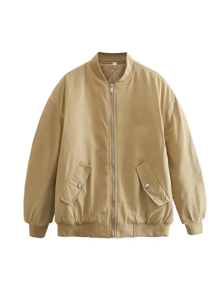 Damen Oversize Bomberjacke mit Reißverschluss