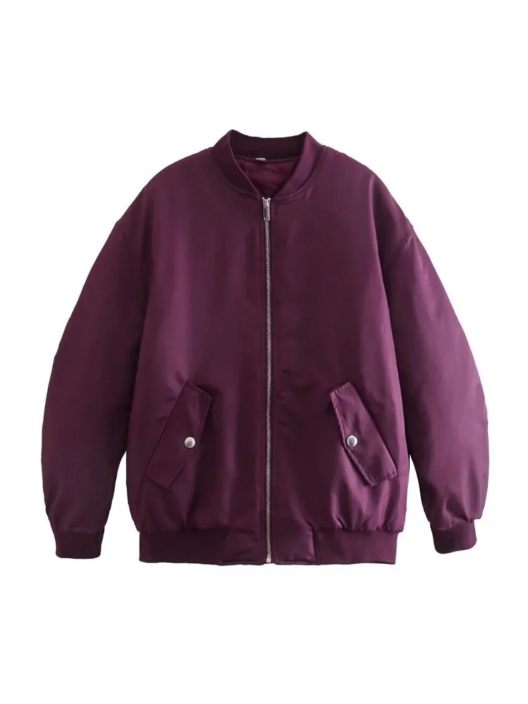 Damen Oversize Bomberjacke mit Reißverschluss