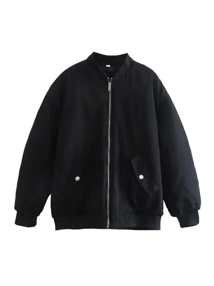 Damen Oversize Bomberjacke mit Reißverschluss