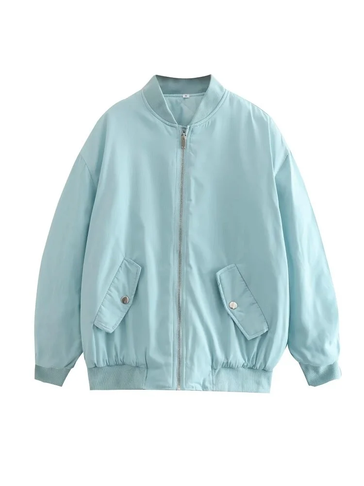 Damen Oversize Bomberjacke mit Reißverschluss
