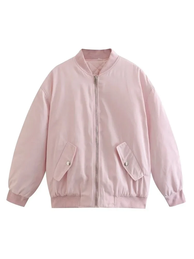 Damen Oversize Bomberjacke mit Reißverschluss