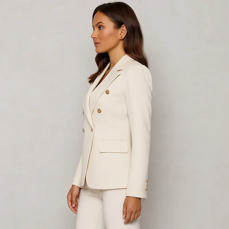Damen Anzug Set Zweireihig Slim Fit Blazer & Hose