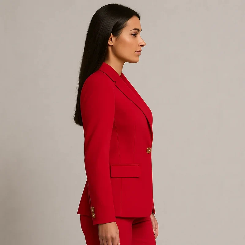 Damen Anzug Set Zweireihig Slim Fit Blazer & Hose