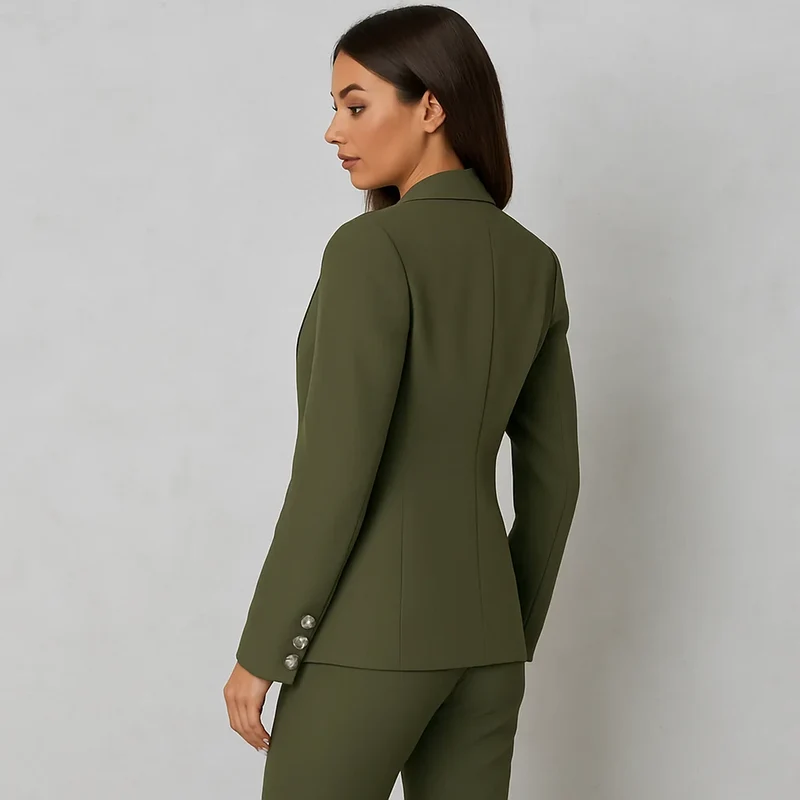 Damen Anzug Set Zweireihig Slim Fit Blazer & Hose