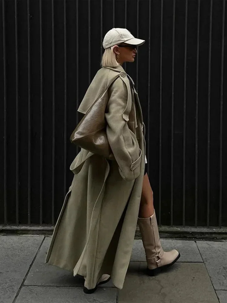 Damen Oversize Trenchcoat mit breiten Revers
