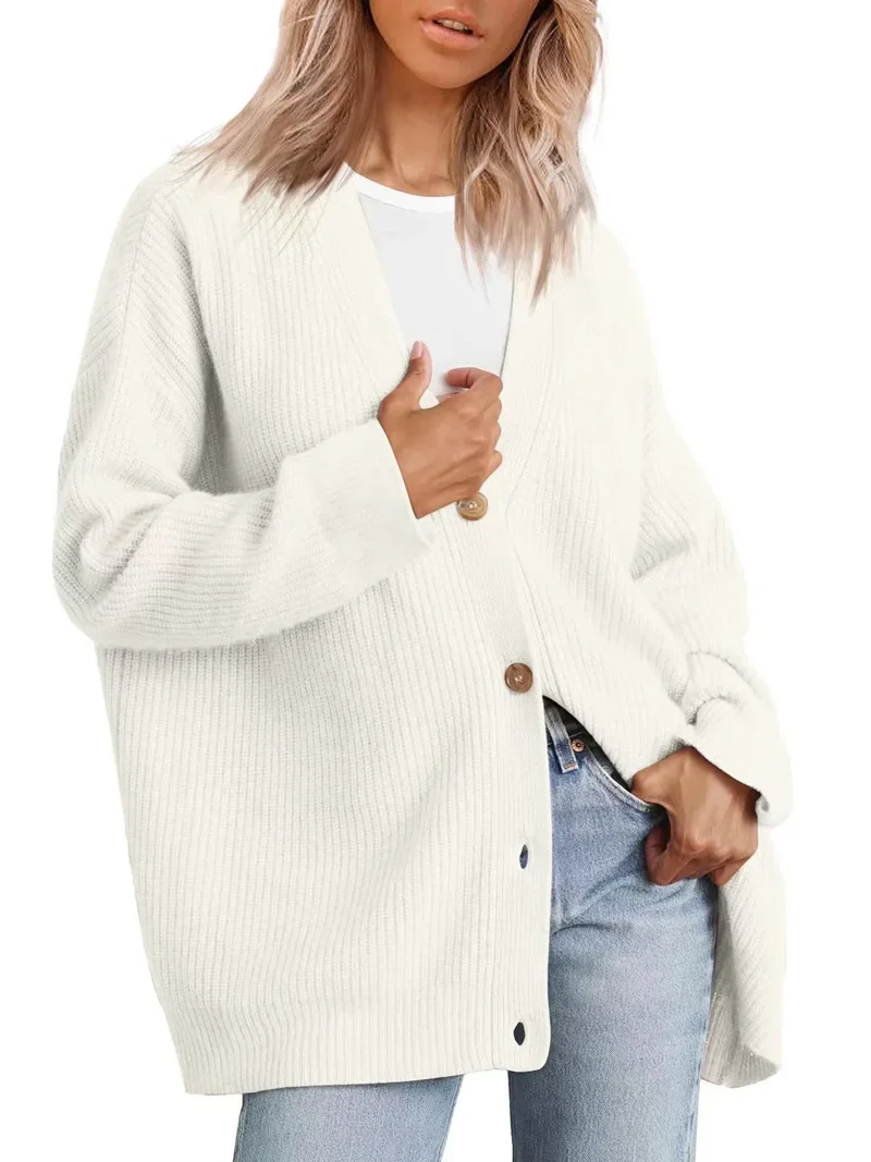 Damen Strickjacke mit Knopfleiste und langen Ärmeln
