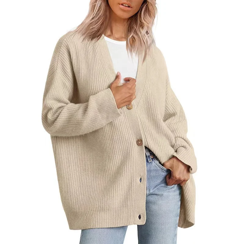 Damen Strickjacke mit Knopfleiste und langen Ärmeln