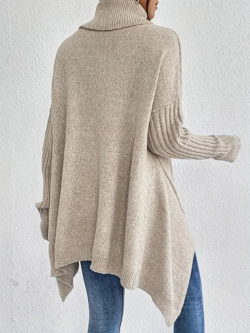 Damen Rollkragenpullover mit langen Ärmeln und lockerer Passform