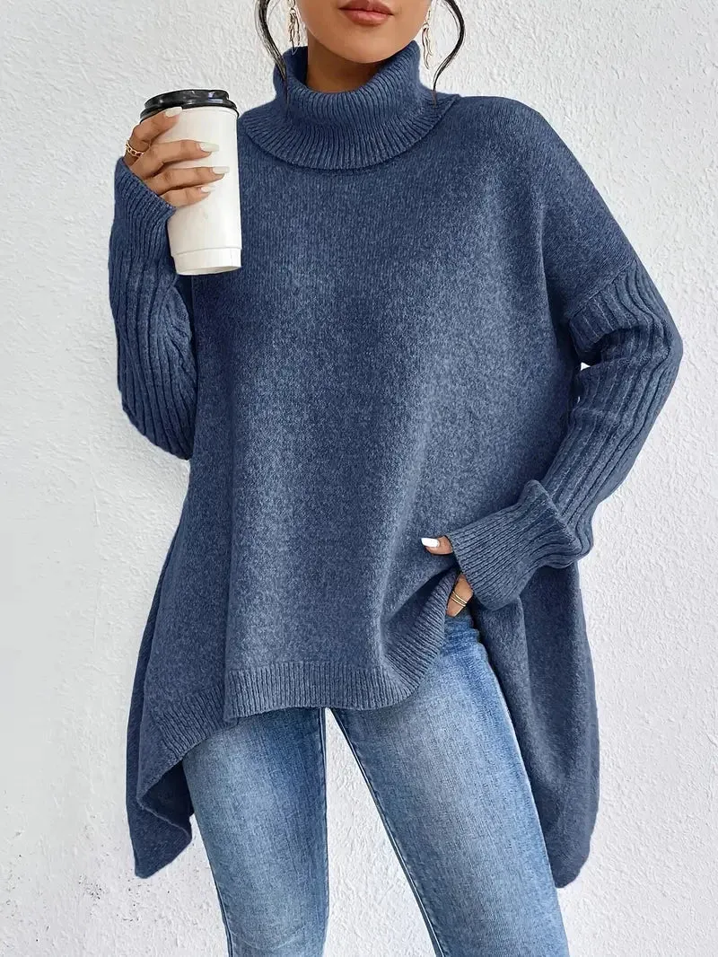 Damen Rollkragenpullover mit langen Ärmeln und lockerer Passform