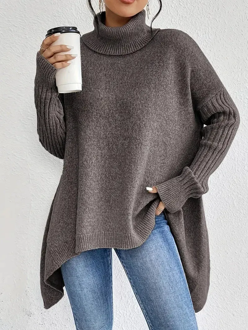 Damen Rollkragenpullover mit langen Ärmeln und lockerer Passform