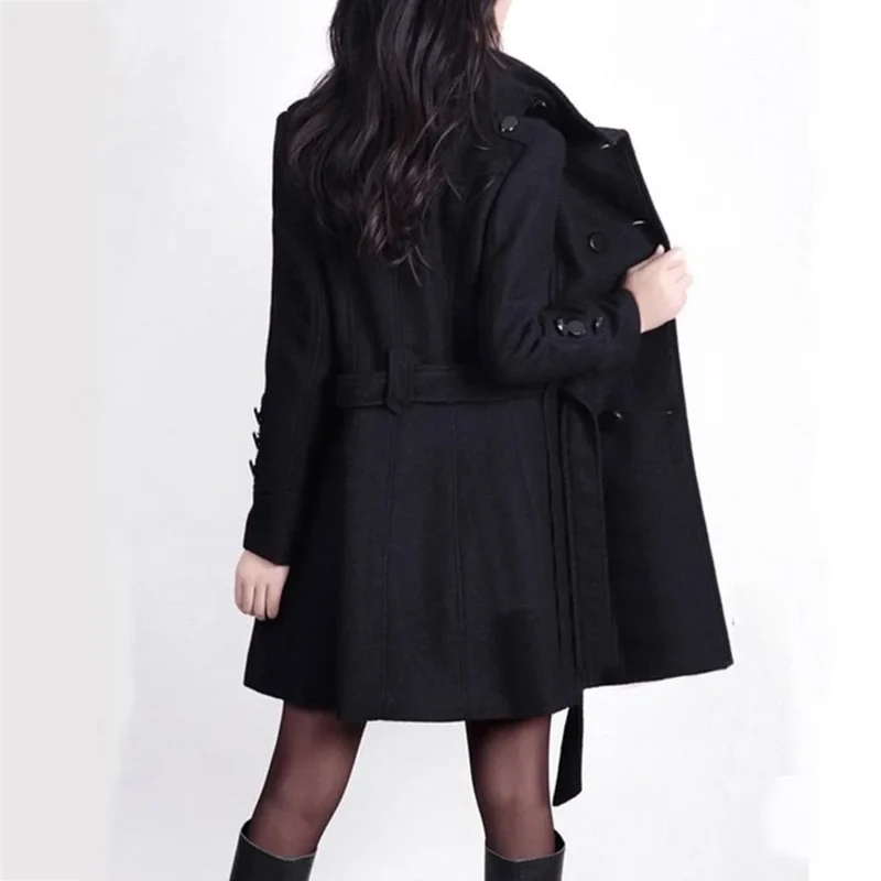 Damen Trenchcoat mit Taillengürtel und Knopfverschluss