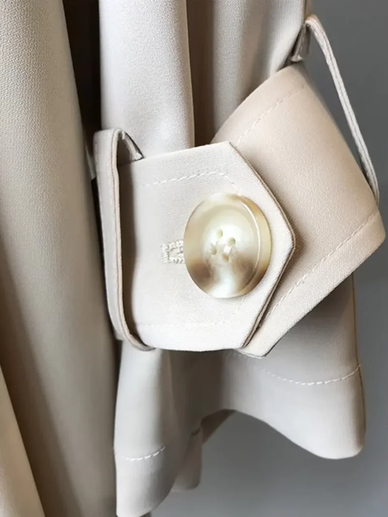 Damen Langer Trenchcoat mit Gürtel und Knopfleiste