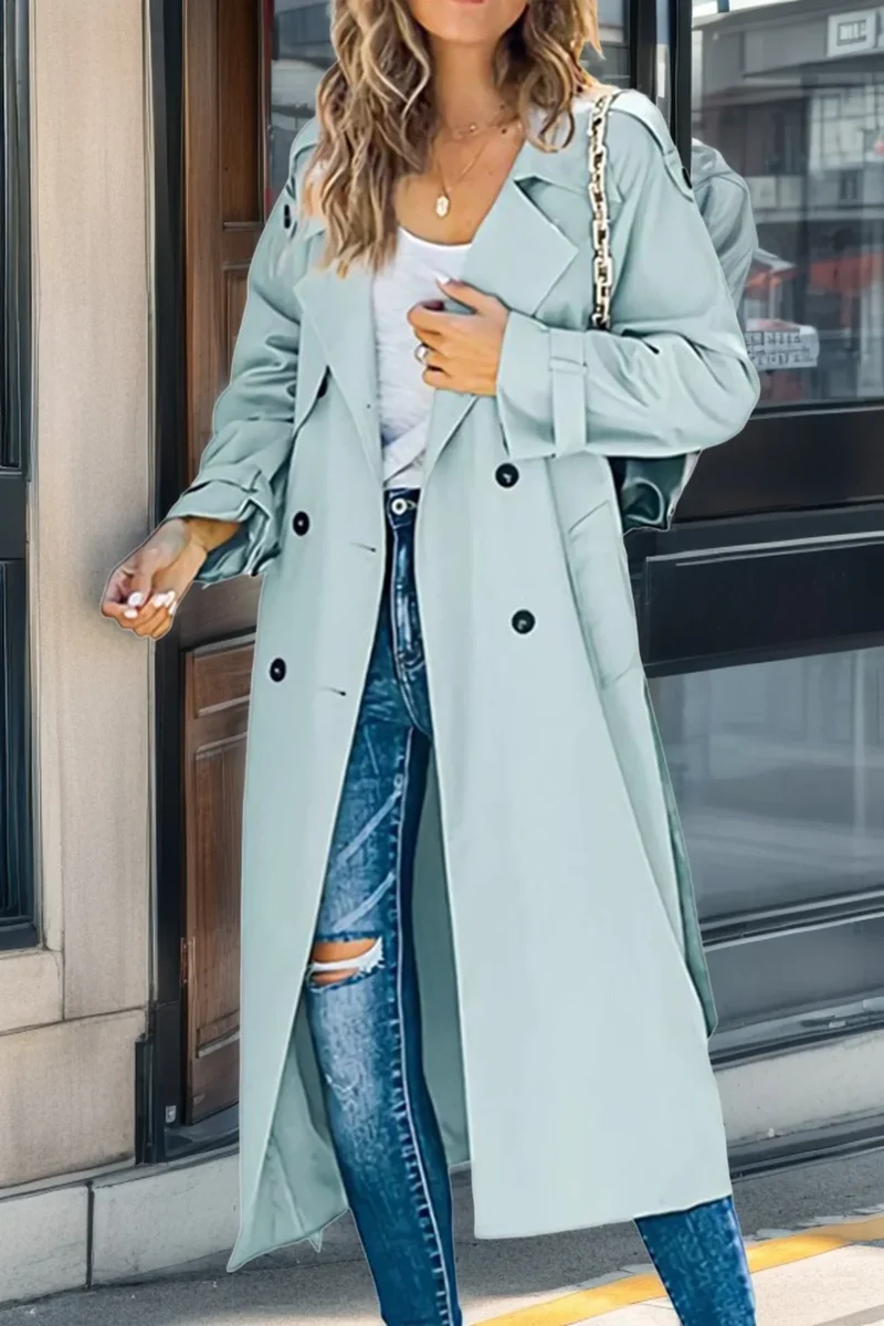 Damen Trenchcoat mit Zweireihigem Design und Gürtel