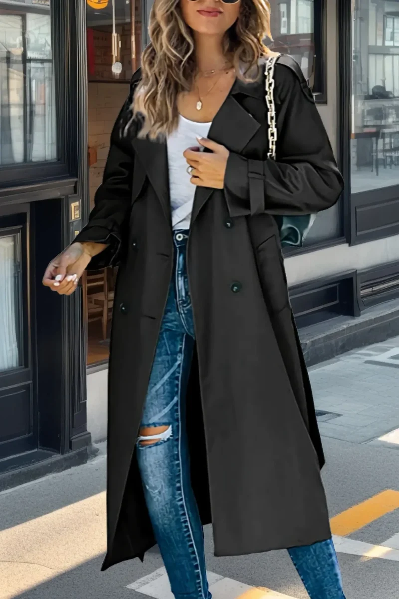 Damen Trenchcoat mit Zweireihigem Design und Gürtel