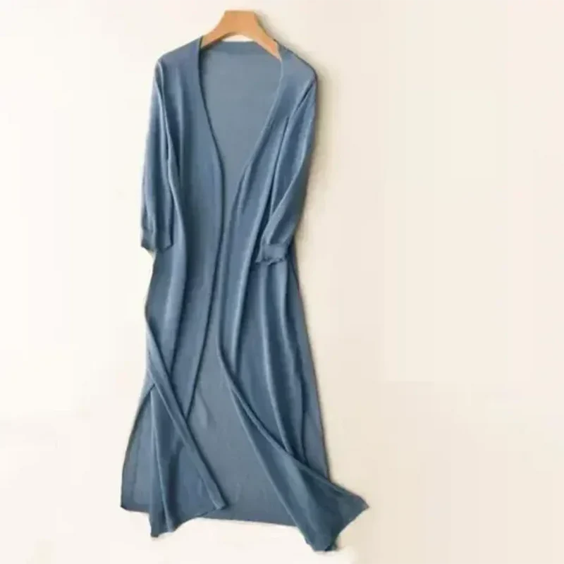 Damen Lange Offene Strickjacke mit Langarm