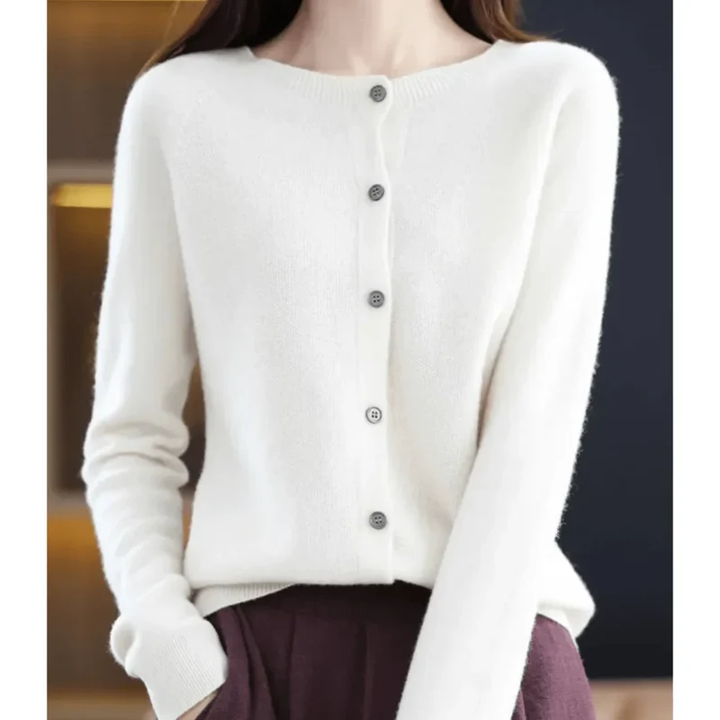 Damen Strickjacke Mit Knöpfen und V-Ausschnitt