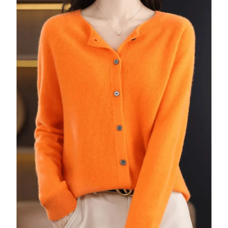 Damen Strickjacke Mit Knöpfen und V-Ausschnitt