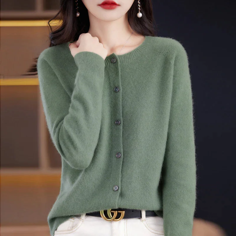 Damen Strickjacke Mit Knöpfen und V-Ausschnitt