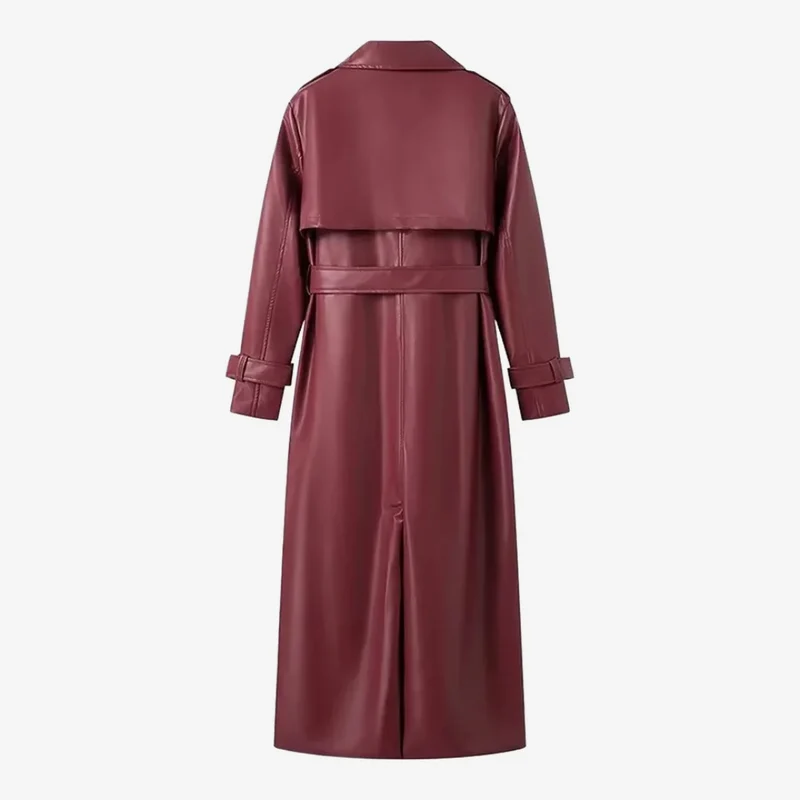 Damen Trenchcoat in Burgunder mit Gürtel