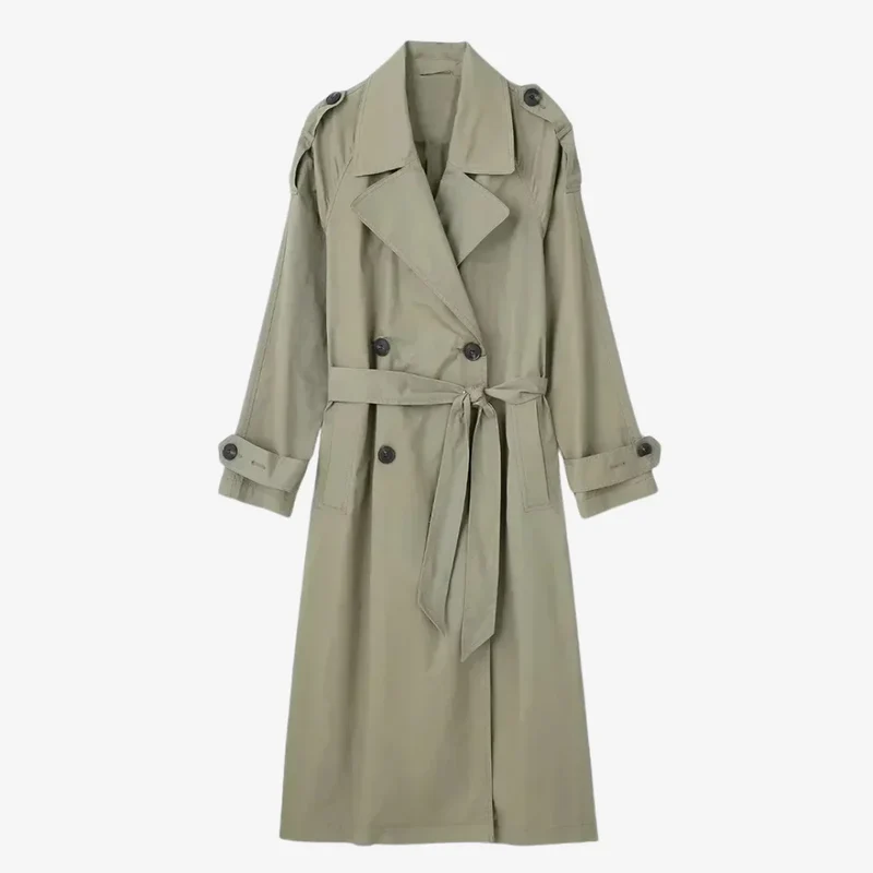 Damen Trenchcoat mit Gürtel und Knopfdetails
