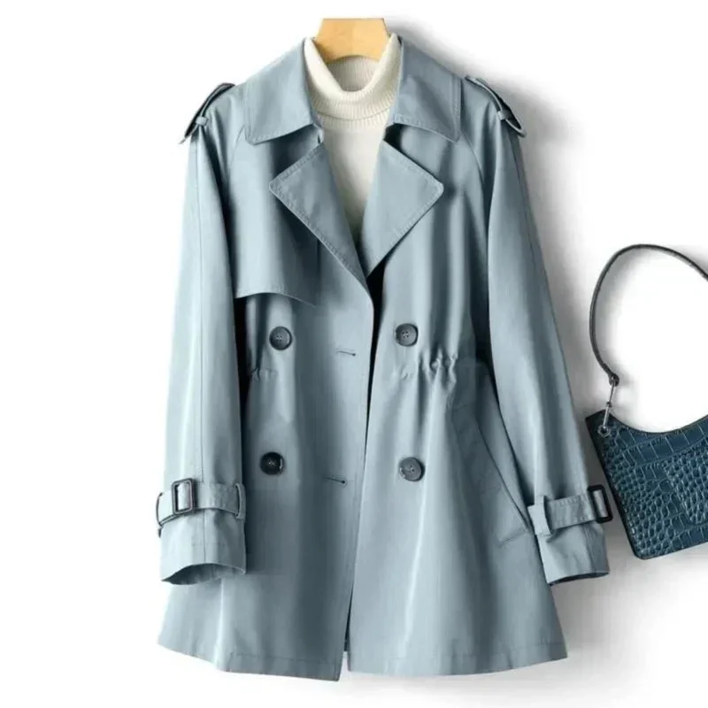 Damen Trenchcoat Doppelreihig mit Gürtel und Schulterklappen