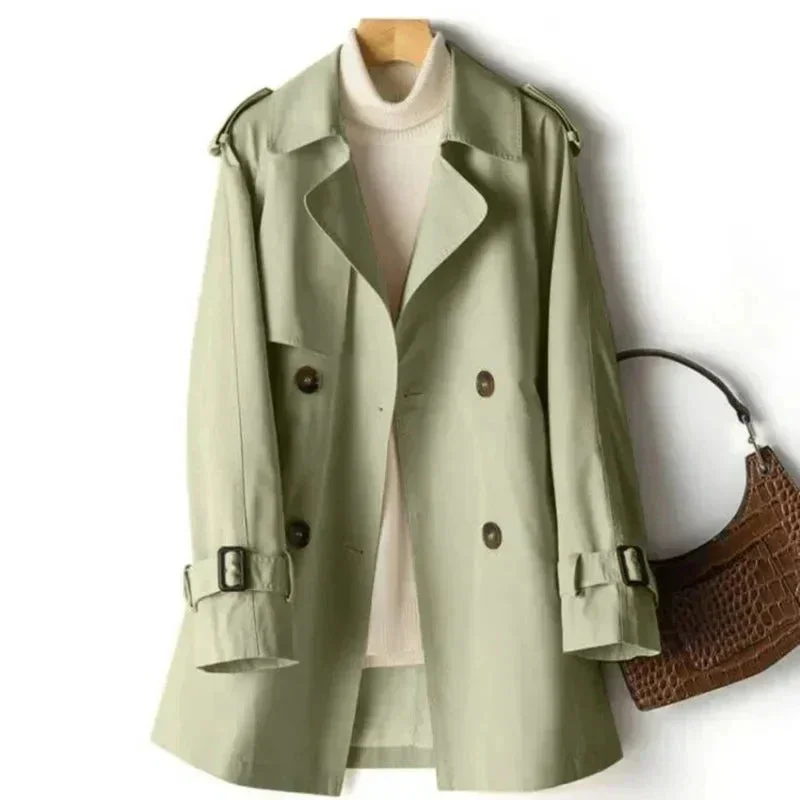 Damen Trenchcoat Doppelreihig mit Gürtel und Schulterklappen