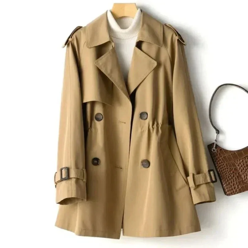 Damen Trenchcoat Doppelreihig mit Gürtel und Schulterklappen