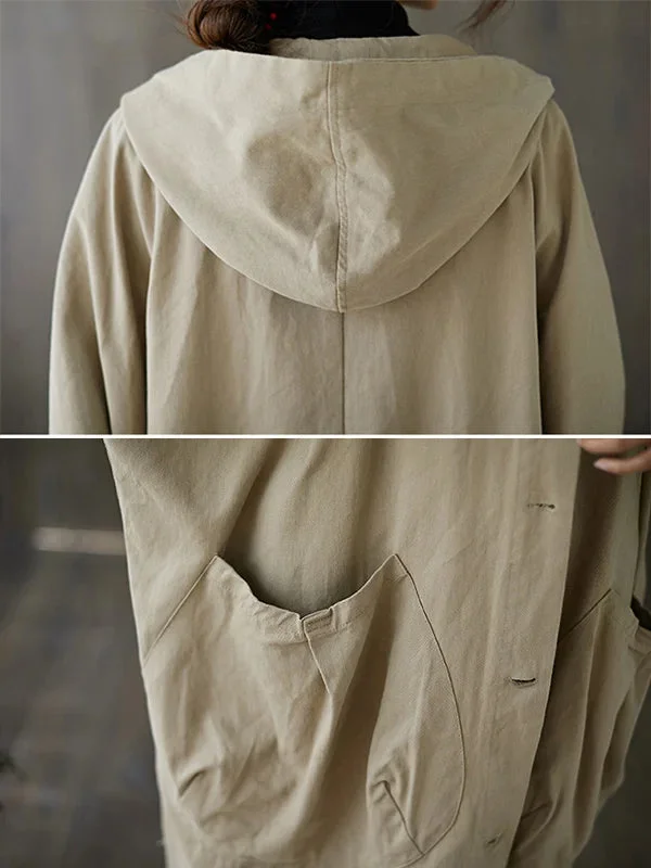 Damen Kapuzen Trenchcoat mit großen Taschen