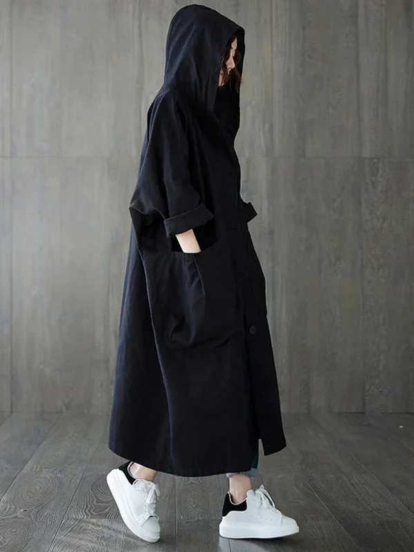 Damen Kapuzen Trenchcoat mit großen Taschen