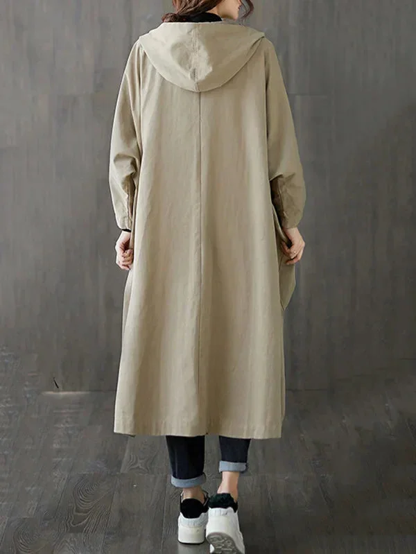Damen Kapuzen Trenchcoat mit großen Taschen