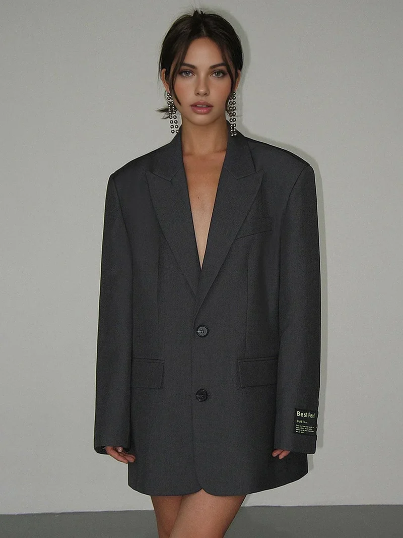 Damen Blazer im Oversized-Schnitt mit Knopfverschluss