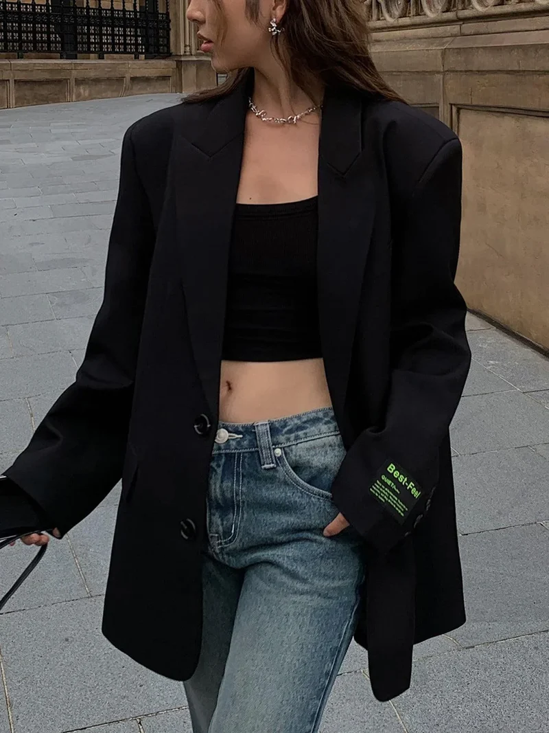 Damen Blazer im Oversized-Schnitt mit Knopfverschluss